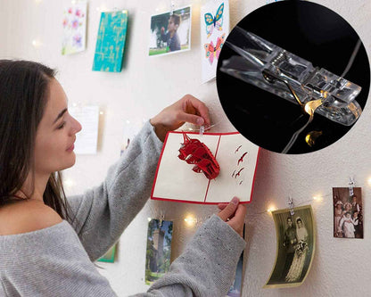 LECLSTAR 50 LED Photo Clip String Lights – Thoughtful Birthday Gift for Women, Memory Display for Bedroom Wall