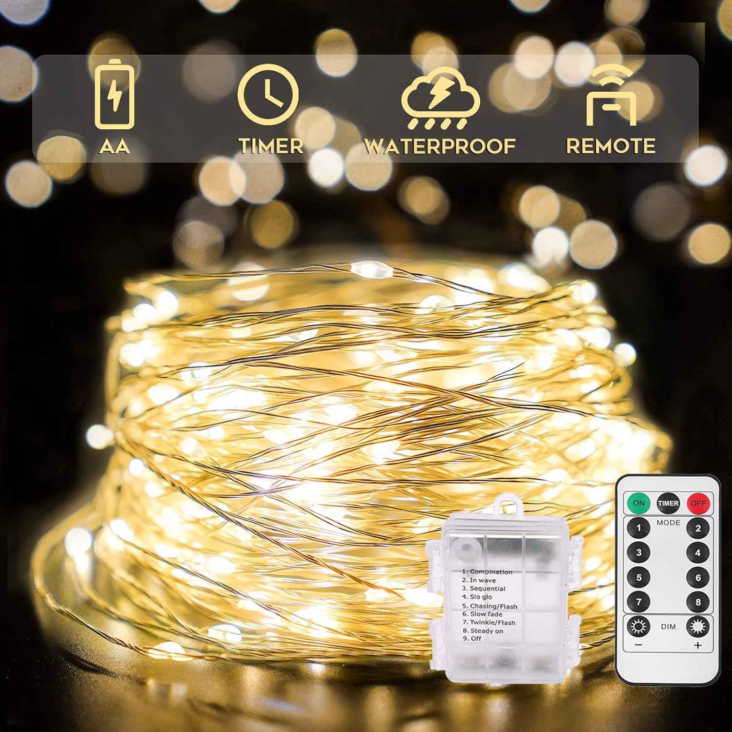 suddus Battery Fairy Lights – Thoughtful Birthday Gift for Her with Remote and Timer for Instant Ambiance