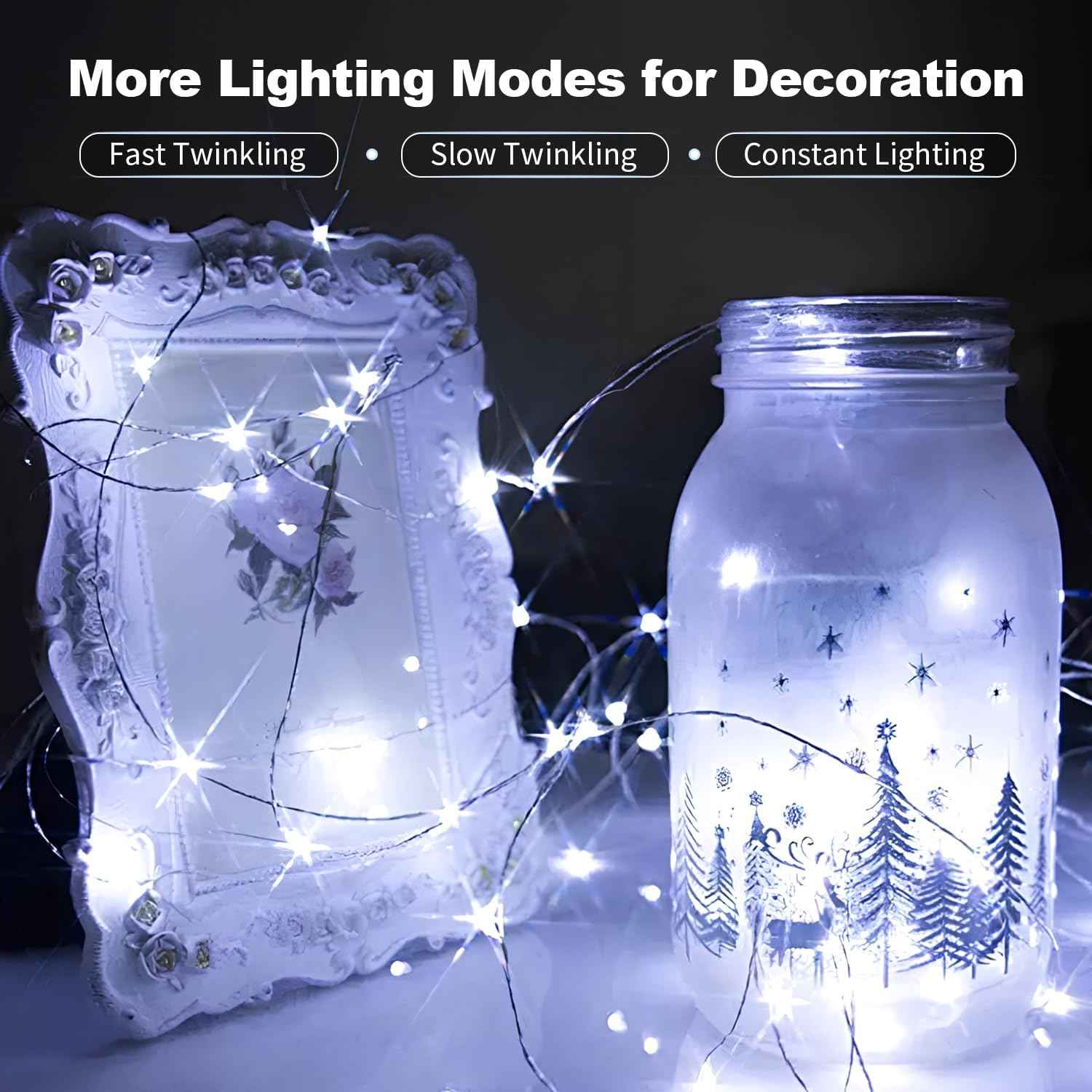 GlowNook Twinkle String Lights – Living Room Aesthetic Accent, 20-Pack Battery Operated for Ambient Home Decor