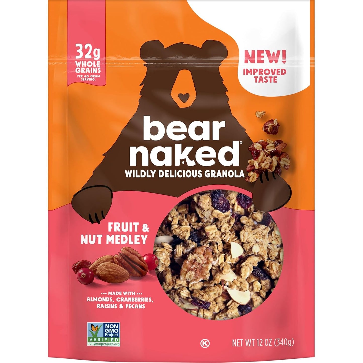Bear Naked Granola Cereal – Calming Whole-Grain Snack for Home Office Wellness Breaks, 12oz Pouch