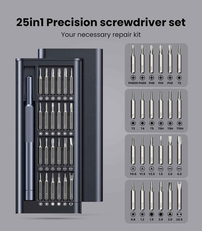 AXTH 25-in-1 Screwdriver Set – Minimalist Repair Tool with Slim Profile and Labeled Bits