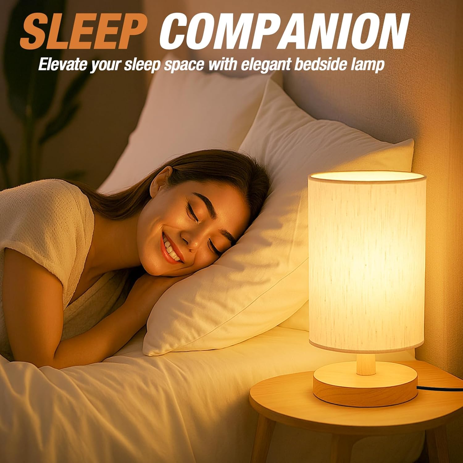 Bedside Decor Lamp in Flax White, Jute Brown, and Wheat Ear Finishes, Ambient Warm Light