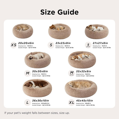 Bedsure Calming Donut Pet Bed – Anxiety Relief Nest for Restful Sleep, 30 inch Round Anti-Slip Washable Cat and Dog Bed