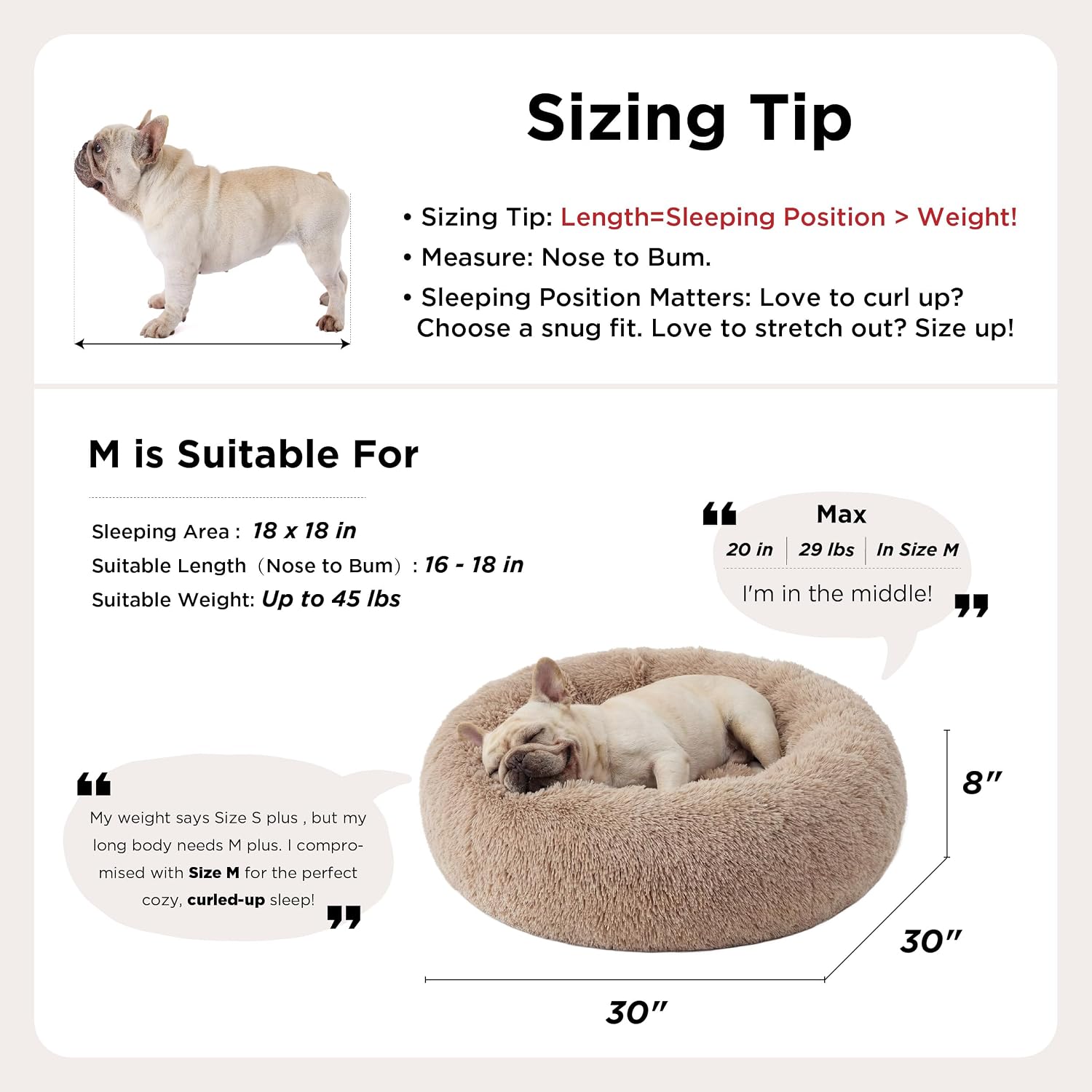 Bedsure Calming Donut Pet Bed – Anxiety Relief Nest for Restful Sleep, 30 inch Round Anti-Slip Washable Cat and Dog Bed
