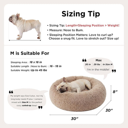 Bedsure Calming Donut Pet Bed – Anxiety Relief Nest for Restful Sleep, 30 inch Round Anti-Slip Washable Cat and Dog Bed