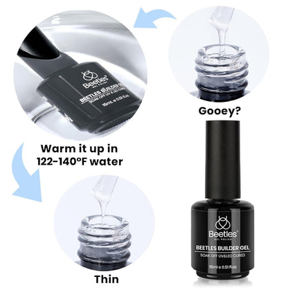 Beetles Clear Builder Gel for Nails – Streamlined Single-Bottle Nail Strengthening Gel, Clean Simple Self-Leveling Formula