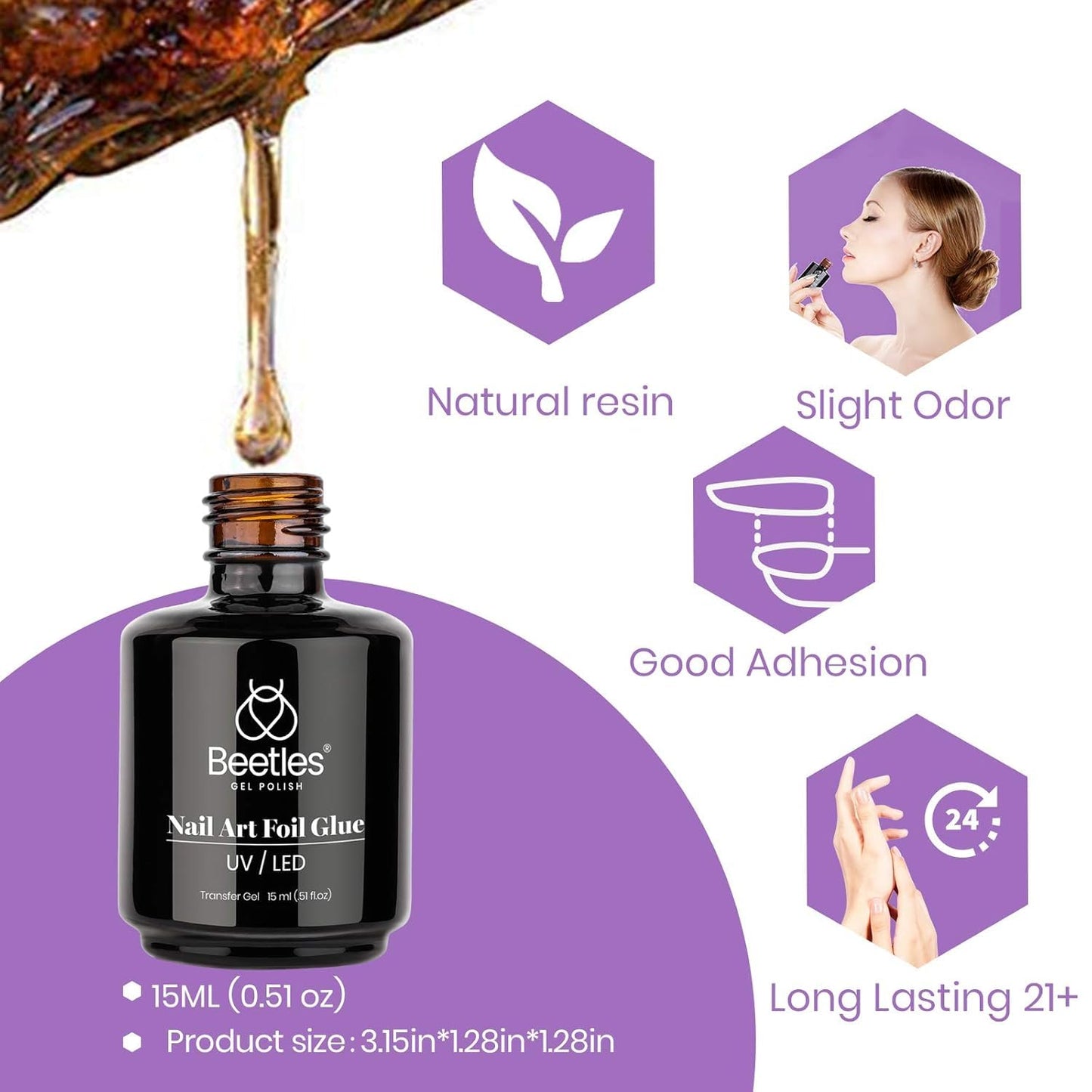 Beetles Foil Transfer Gel for Nails – Valentine's Day & Holiday Gift for Women, LED Lamp Curing 15ml Soak-Off Nail Art Glue