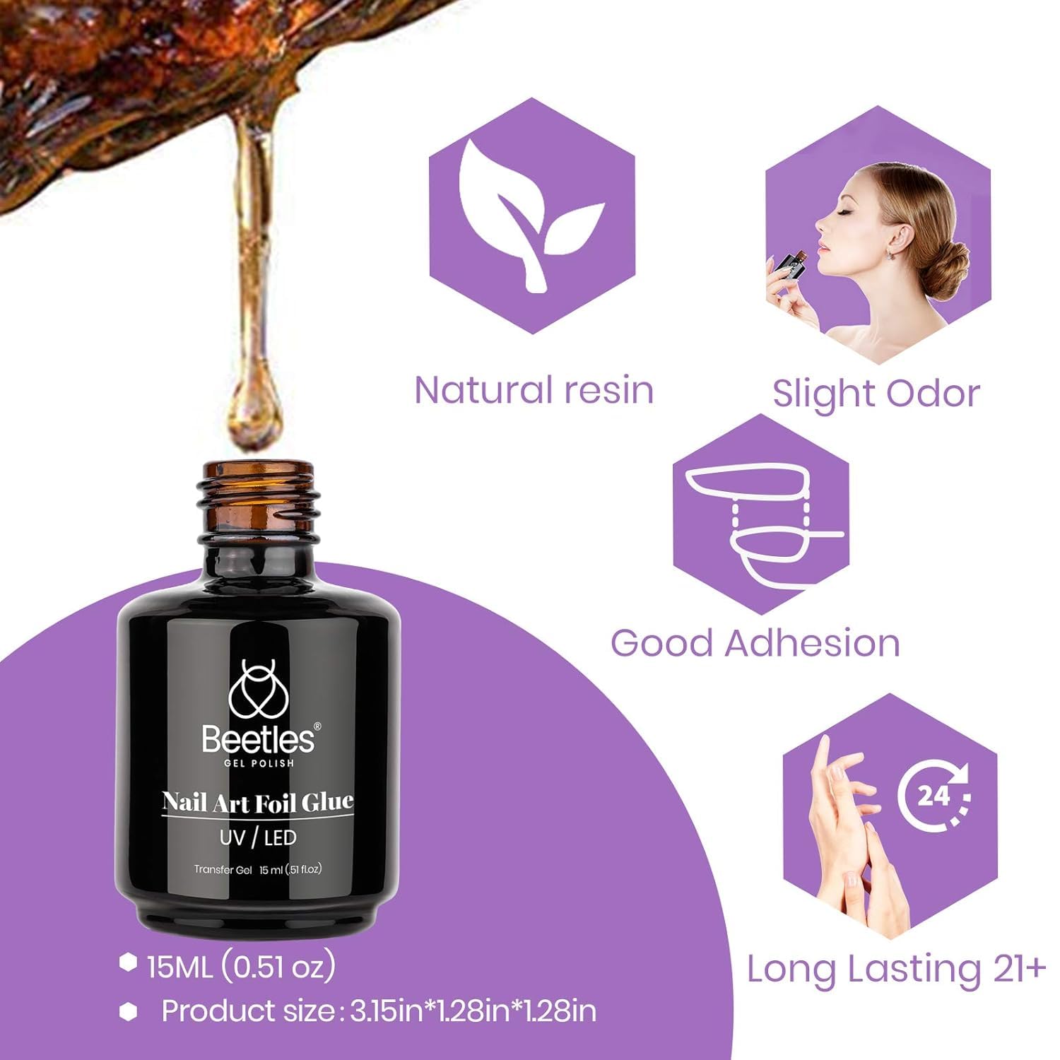 Beetles Foil Transfer Gel for Nails – Valentine's Day & Holiday Gift for Women, LED Lamp Curing 15ml Soak-Off Nail Art Glue