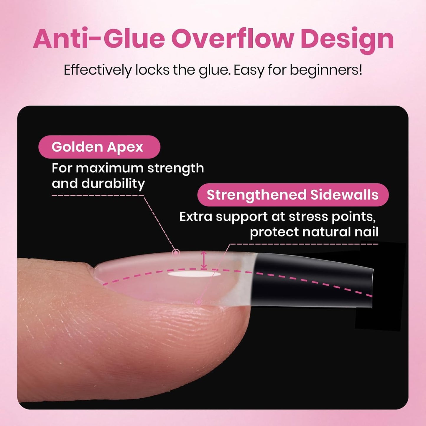 Beetles Gel Nail Tips Flat-X – Clean Coffin Press-On Nails for Intentional Beauty Routines, 16 Pre-Numbered Sizes for a Fuss-Free Custom Fit