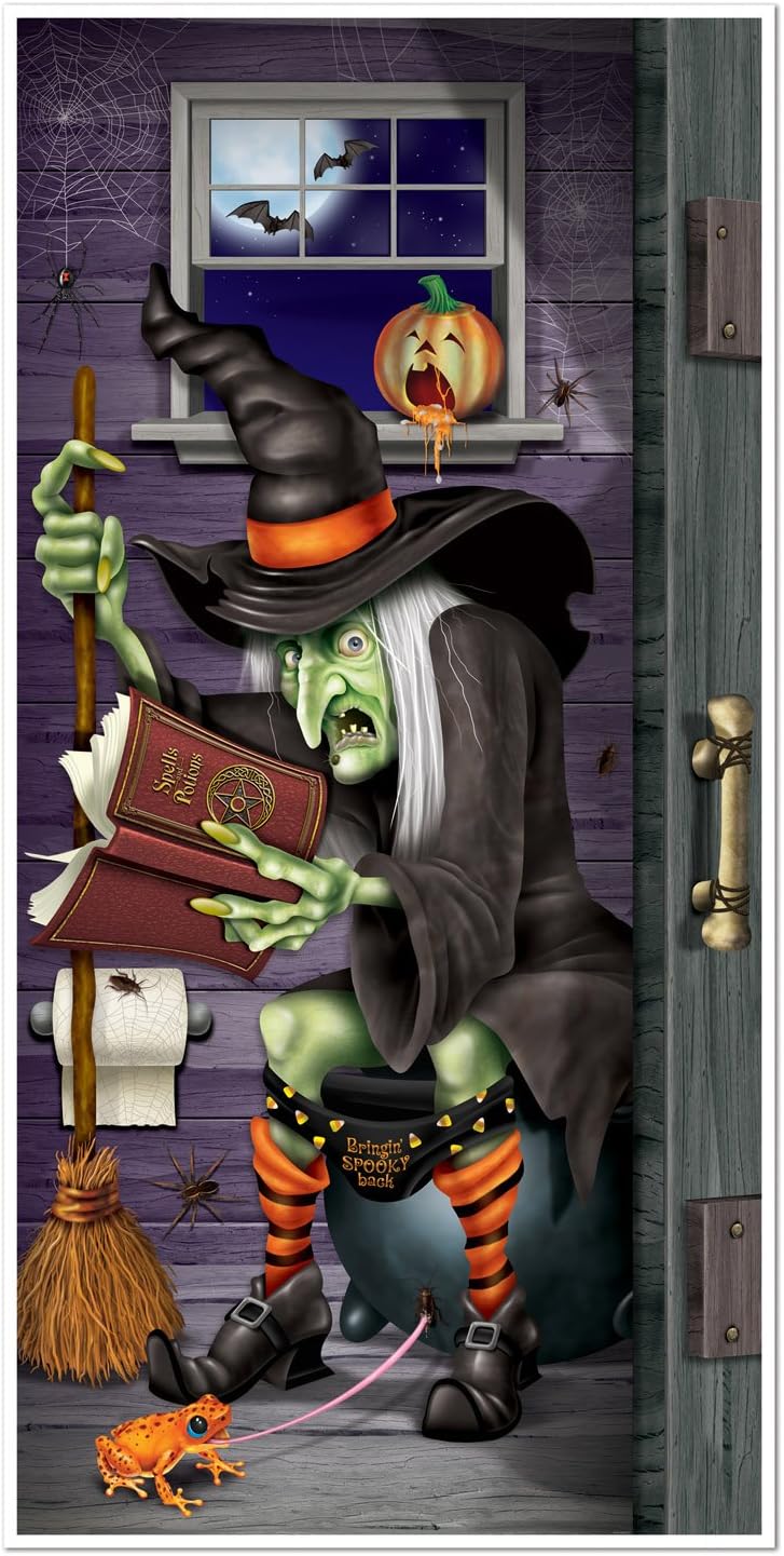 Beistle Skeleton Restroom Door Cover Party Accessory for Spooky Bedroom Accent Wall Decoration