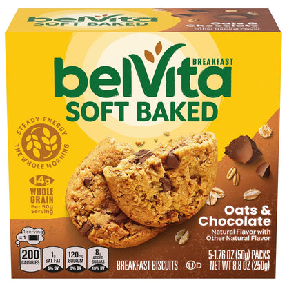 belVita Banana Bread & Oats & Chocolate Biscuit Bars – Portable Mid-Morning Desk Snack to Beat the 10am Crash
