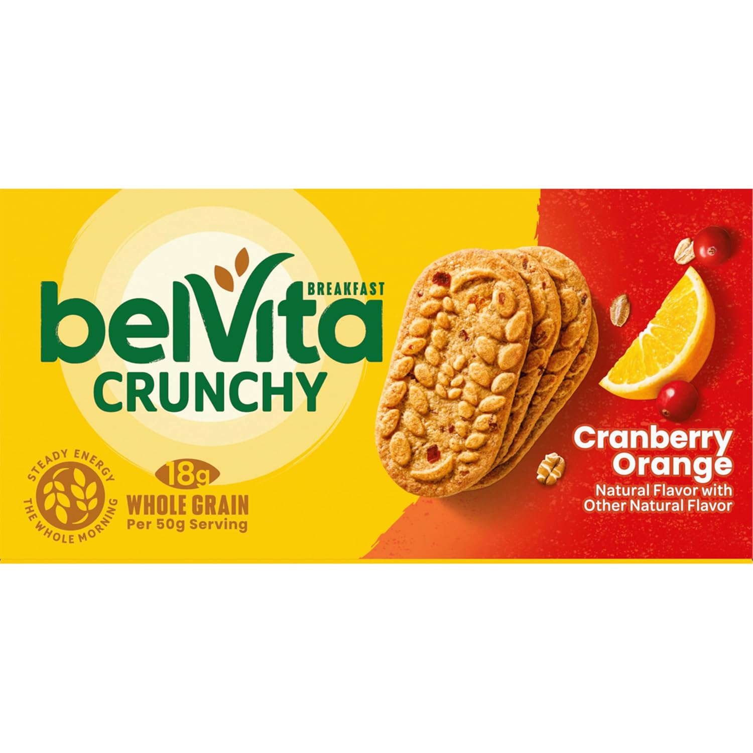 belVita Cranberry Orange Breakfast Biscuits – Simple Pantry Staple for Zero-Prep Mornings, 8 Packs of 4 Bars