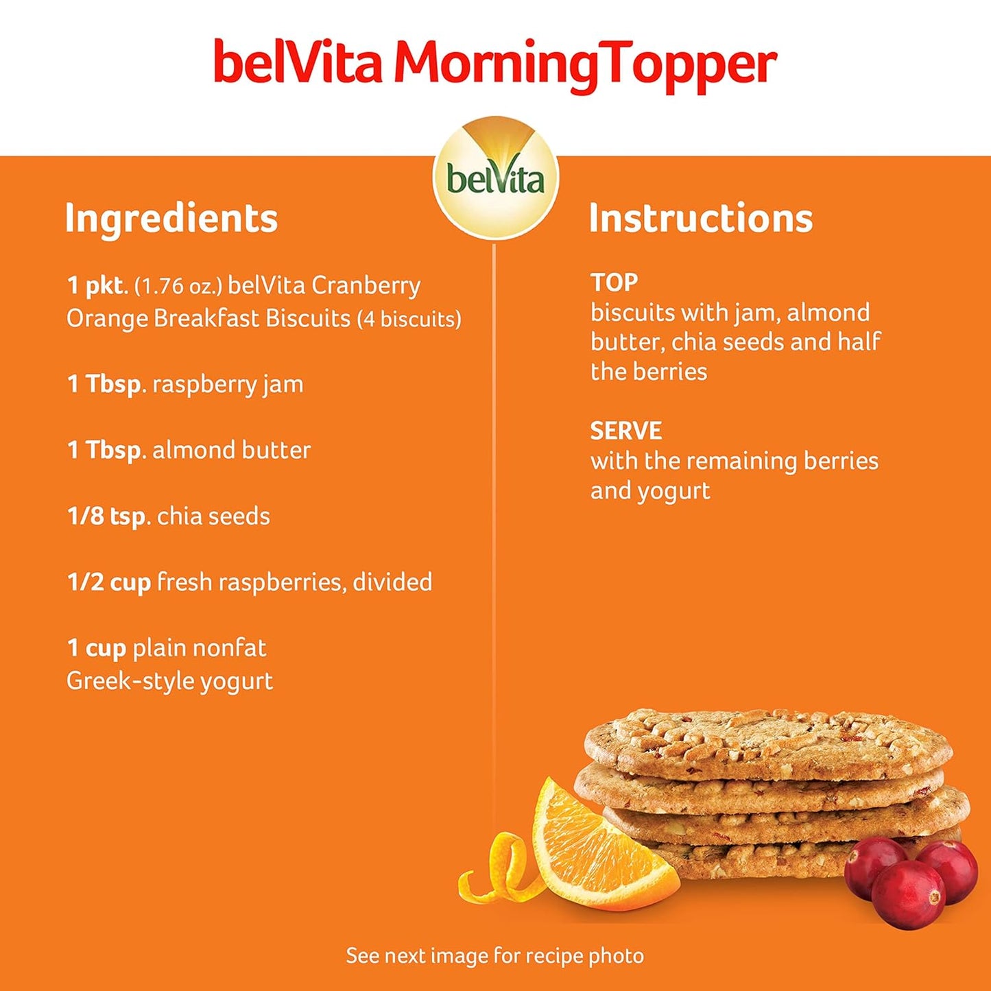 belVita Cranberry Orange Breakfast Biscuits – Simple Pantry Staple for Zero-Prep Mornings, 8 Packs of 4 Bars