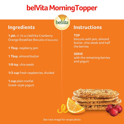 belVita Cranberry Orange Breakfast Biscuits – Simple Pantry Staple for Zero-Prep Mornings, 8 Packs of 4 Bars