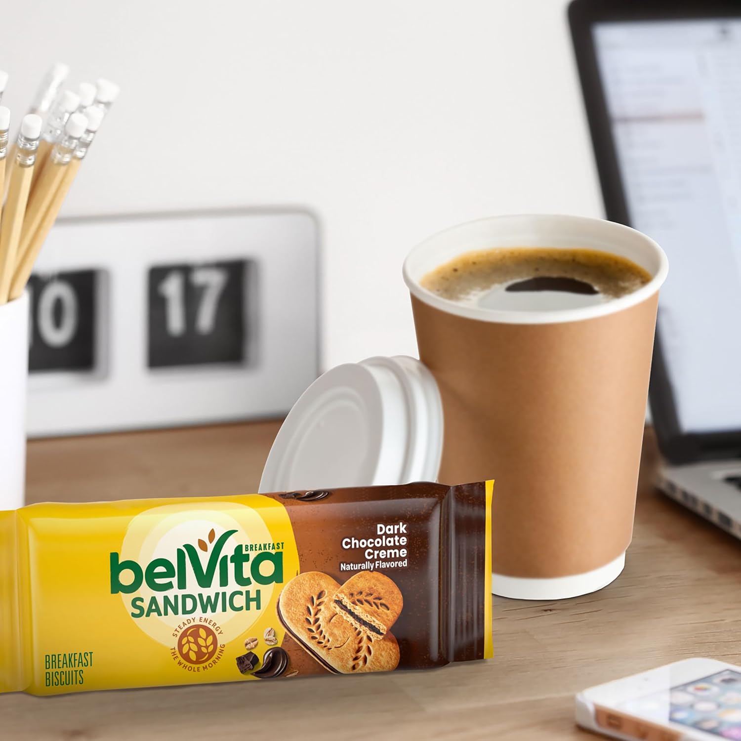 belVita Dark Chocolate Creme Sandwiches – Commute-Friendly Steady Energy for Busy Workdays, 12-Pack Value Box