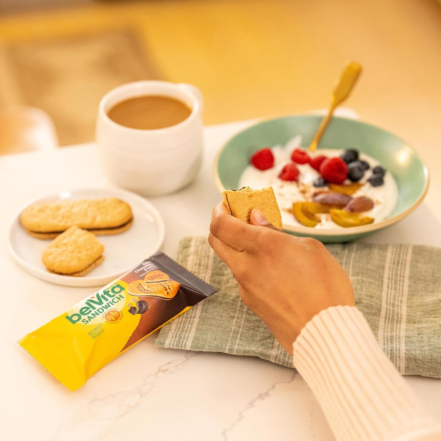 belVita Dark Chocolate Creme Sandwiches – Commute-Friendly Steady Energy for Busy Workdays, 12-Pack Value Box