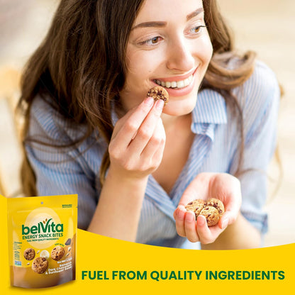 belVita Energy Snack Bites Banana Dark Chocolate – Portable Hiking Trail Snack with Sustained Energy, 5 oz Pouch
