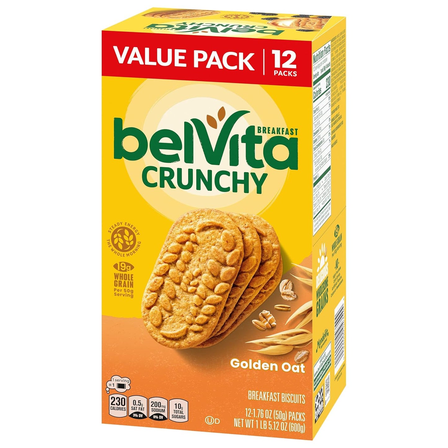 belVita Golden Oat Breakfast Bars 12-Pack — Slow-Release Carbs to Power Workdays and Pre-Meeting Focus