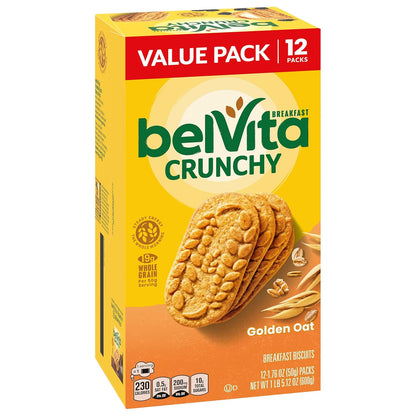 belVita Golden Oat Breakfast Bars 12-Pack — Slow-Release Carbs to Power Workdays and Pre-Meeting Focus