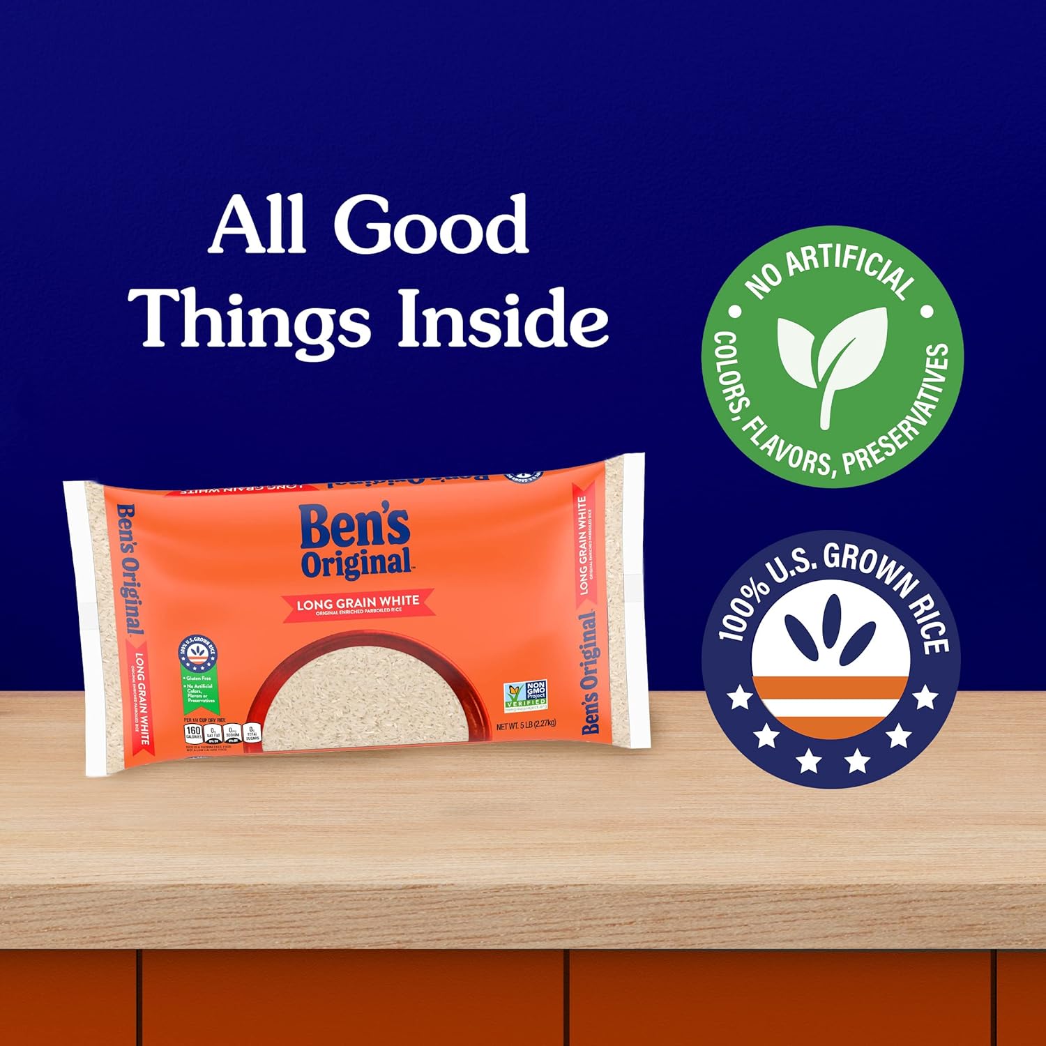 BEN'S ORIGINAL Long Grain White Rice, 5 lb Bag – Family-Sized Side for Kid-Friendly Lunchbox Packing and Dinner Plates