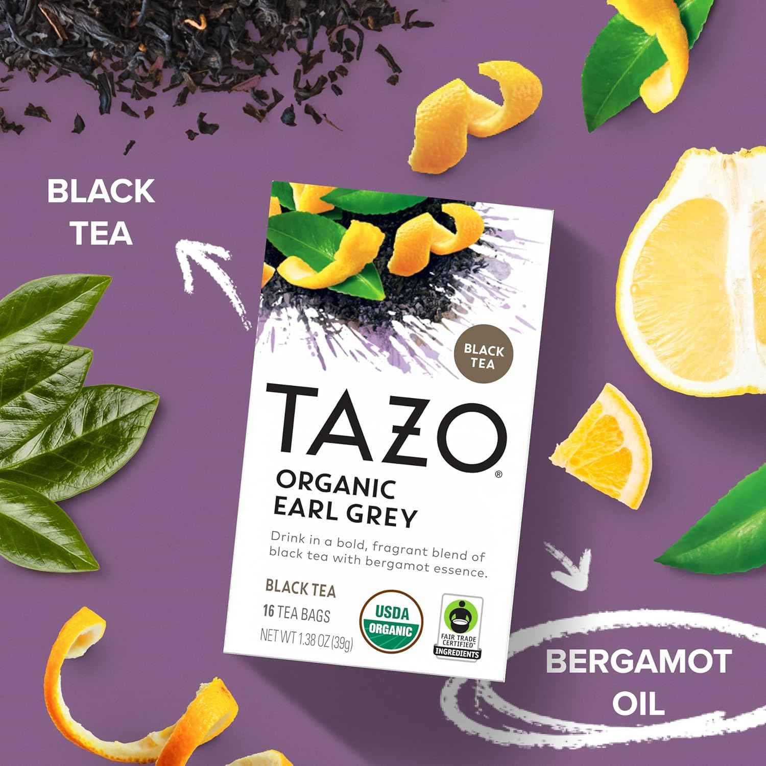 TAZO Earl Grey Tea Bags – Non-GMO Organic Wellness Brew for Bath Time Wind-Down and Self-Care Mornings, 96 Bags Total