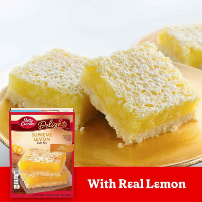 Betty Crocker Delights Supreme Lemon Bars Mix, 16.5 oz – Quick Weeknight Dessert That Fits a Busy Work-From-Home Schedule