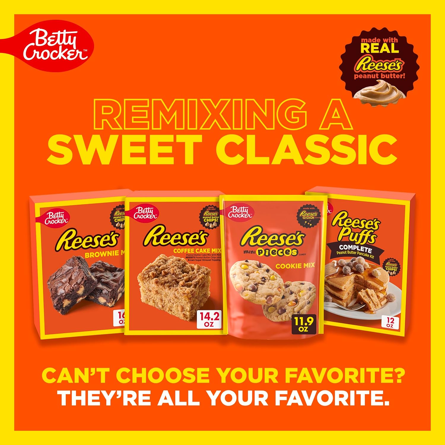Betty Crocker REESE'S Brownie Mix with Peanut Butter Chips – Ready-to-Give Birthday Gift for Women Who Love Peanut Butter Desserts