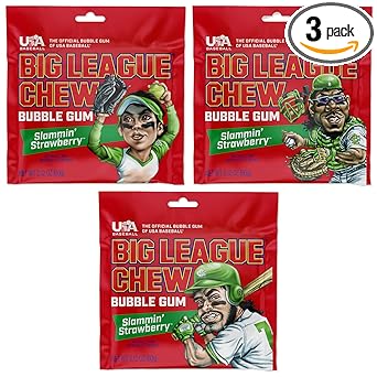 Big League Chew Cotton Candy Bubble Gum 3-Pack - Kids Baseball Team Snack, Allergen-Free Softball Treat for Children