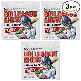 Big League Chew Cotton Candy Bubble Gum 3-Pack - Kids Baseball Team Snack, Allergen-Free Softball Treat for Children