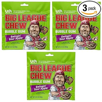 Big League Chew Cotton Candy Bubble Gum 3-Pack - Kids Baseball Team Snack, Allergen-Free Softball Treat for Children