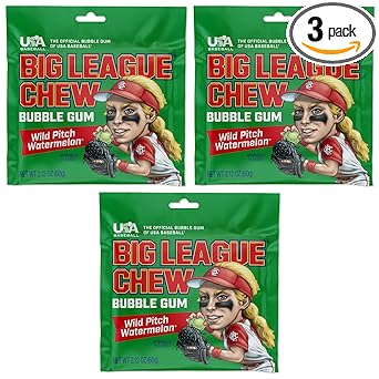 Big League Chew Cotton Candy Bubble Gum 3-Pack - Kids Baseball Team Snack, Allergen-Free Softball Treat for Children