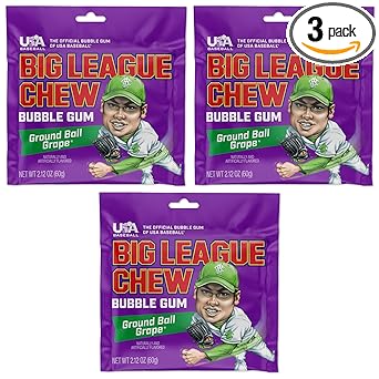Big League Chew Cotton Candy Bubble Gum 3-Pack - Kids Baseball Team Snack, Allergen-Free Softball Treat for Children