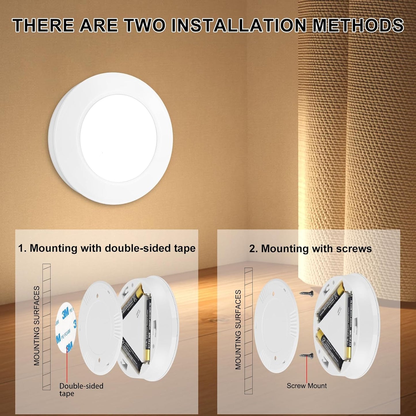 BIGMONAT LED Puck Light – Thoughtful Housewarming Gift for New Homeowners, 3-Pack Warm Touch Activated Set