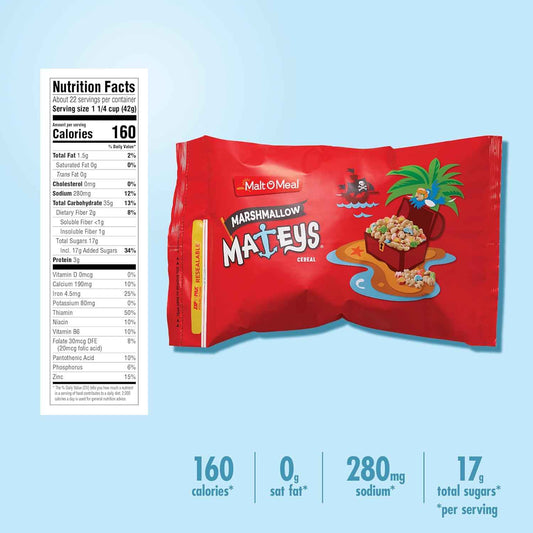 Malt-O-Meal Marshmallow Mateys Frosted Oat Cereal – Budget Friendly Care Package Gift for College Students, 33 OZ Bag