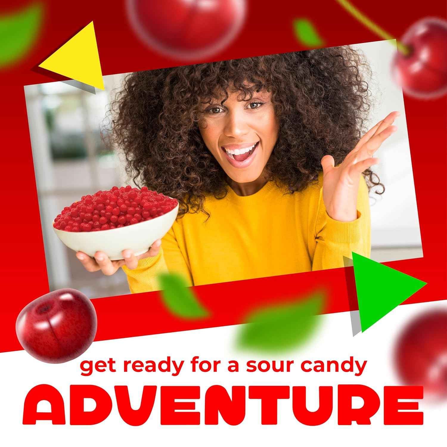 Cherry Sours – Valentine's Day Candy Gift, Chewy Red Sour Balls for Him and Her, 1 Pound