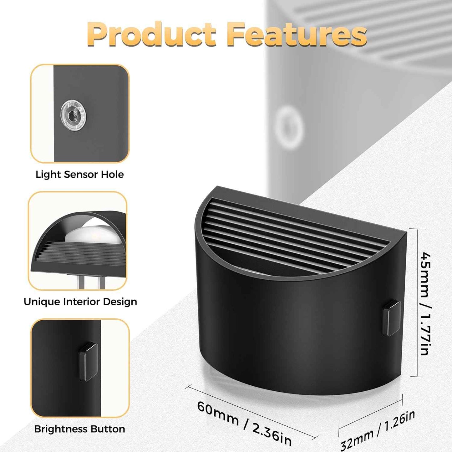 DORESshop Dusk to Dawn Night Light – Compact Side Outlet Design for Small Spaces, Effortless Ambient Light