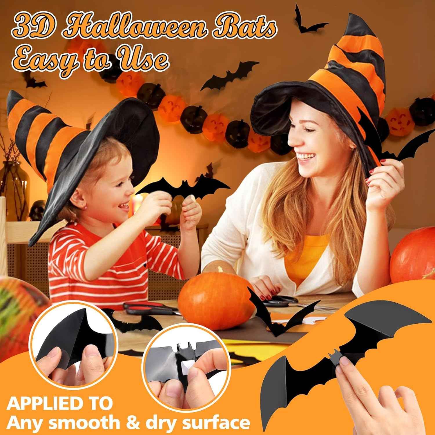 LUDILO 3D Bat Wall Stickers – Safe Playroom Decoration for Kids Halloween Party
