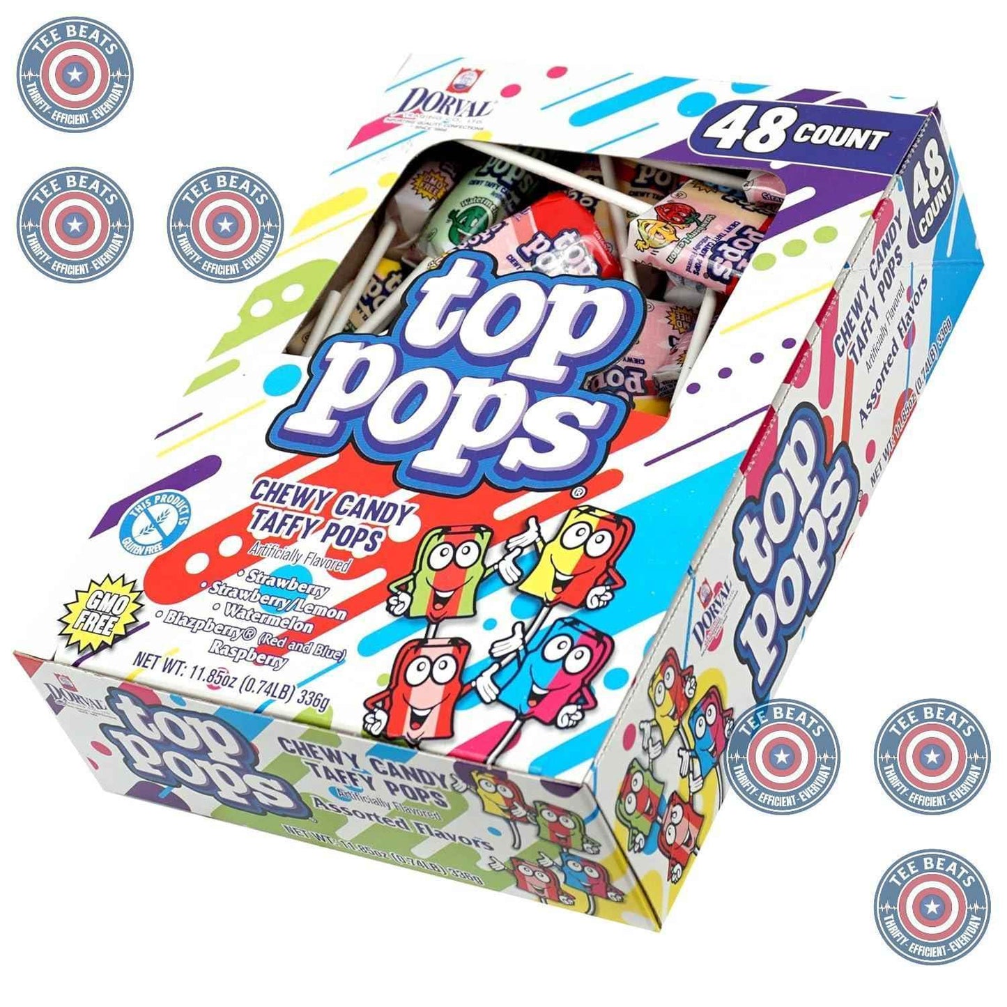 Top Pops Taffy Pops, 48 Pack – Holiday Treat Pack for Easter Basket Candy Filler