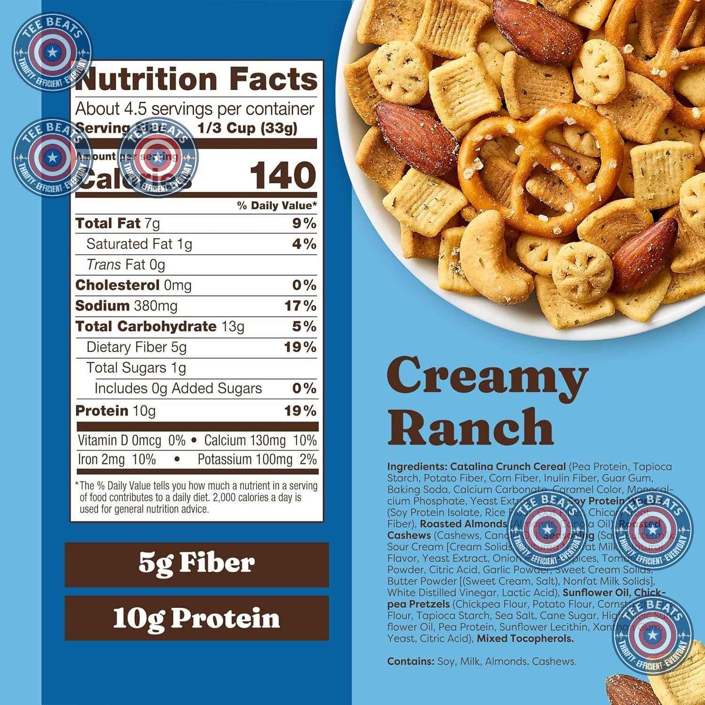 Catalina Crunch Protein Snack Mix - 10g Protein Savory Crunch for Playroom Snacking and Car Cup Holder Stash