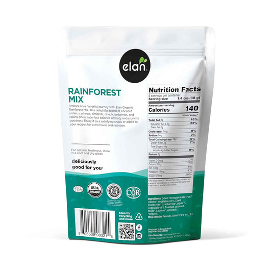 Elan Organic Rainforest Mix – Portable Energy Food for Camping and Picnics, 5.3 oz Pouch