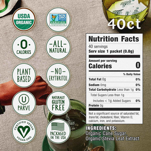 Stevia In The Raw Organic Stevia Sweetener Packets – Streamlined Countertop Sweetener for Clutter-Free Kitchens