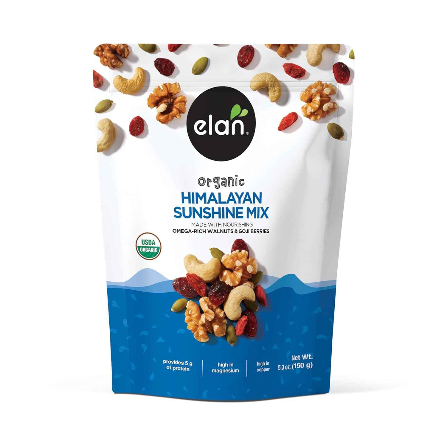 Elan Organic Himalayan Sunshine Mix – Resealable Camping Pouch Fuel with Cashews and Pumpkin Seeds