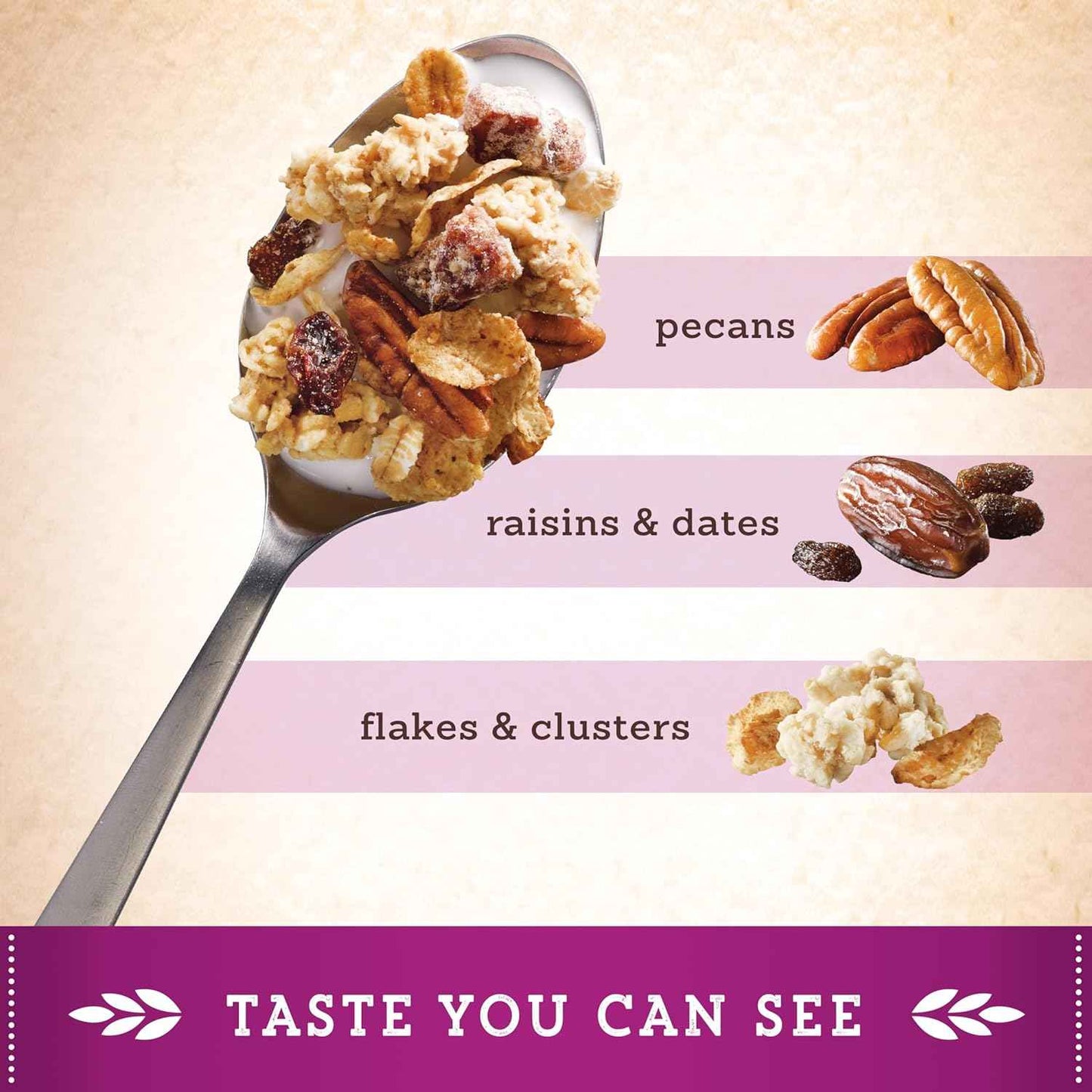 Great Grains Raisins Dates Pecans Breakfast Cereal – Portable Dry Snack Cereal for Camping and Travel