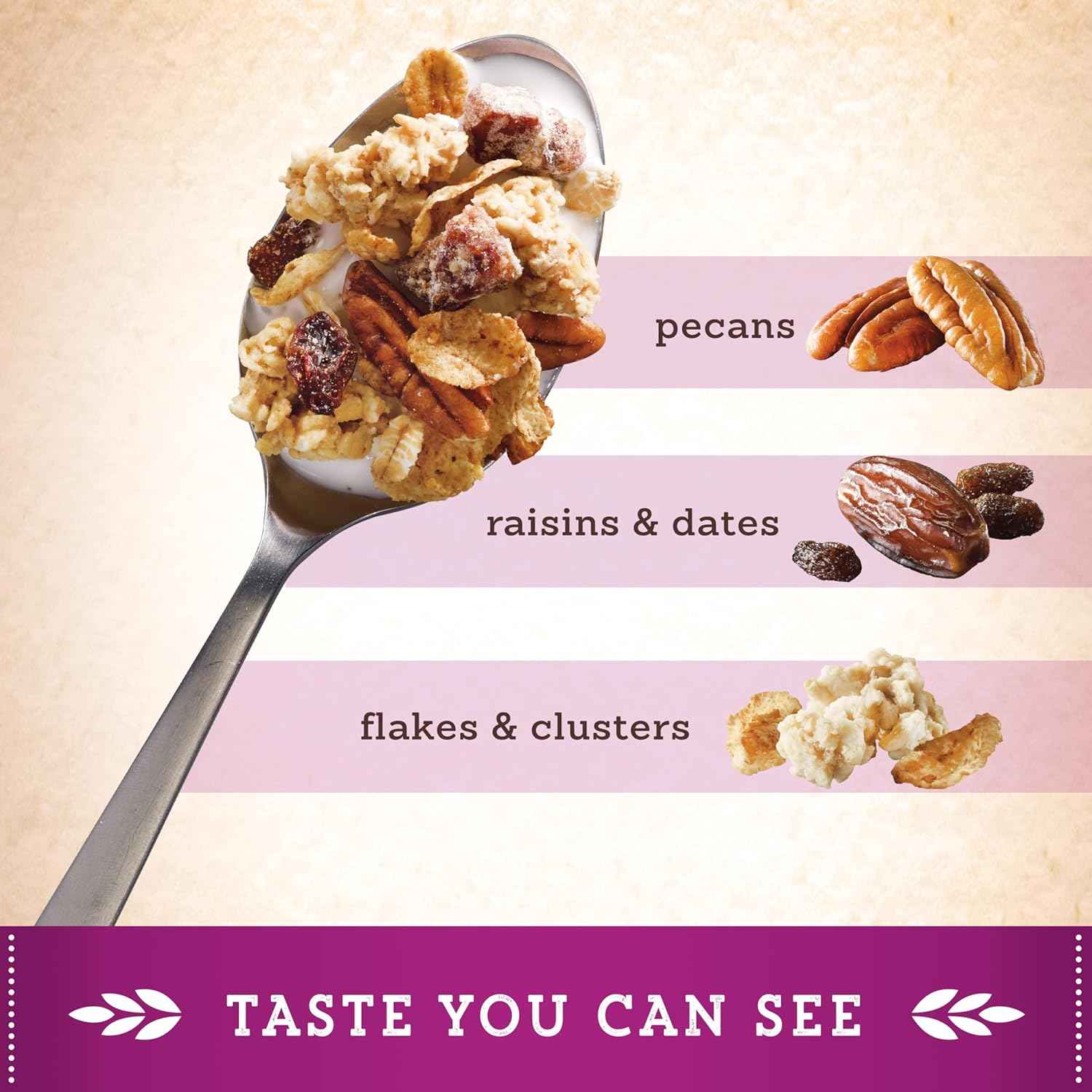 Great Grains Raisins Dates Pecans Breakfast Cereal – Portable Dry Snack Cereal for Camping and Travel