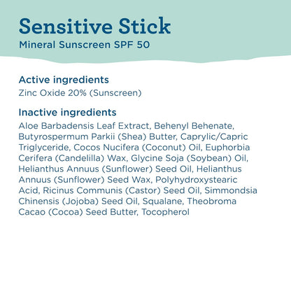 BLUE LIZARD Sensitive Mineral Sunscreen Stick – Pocket SPF 50+ for Hiking, Patio Days, and Travel