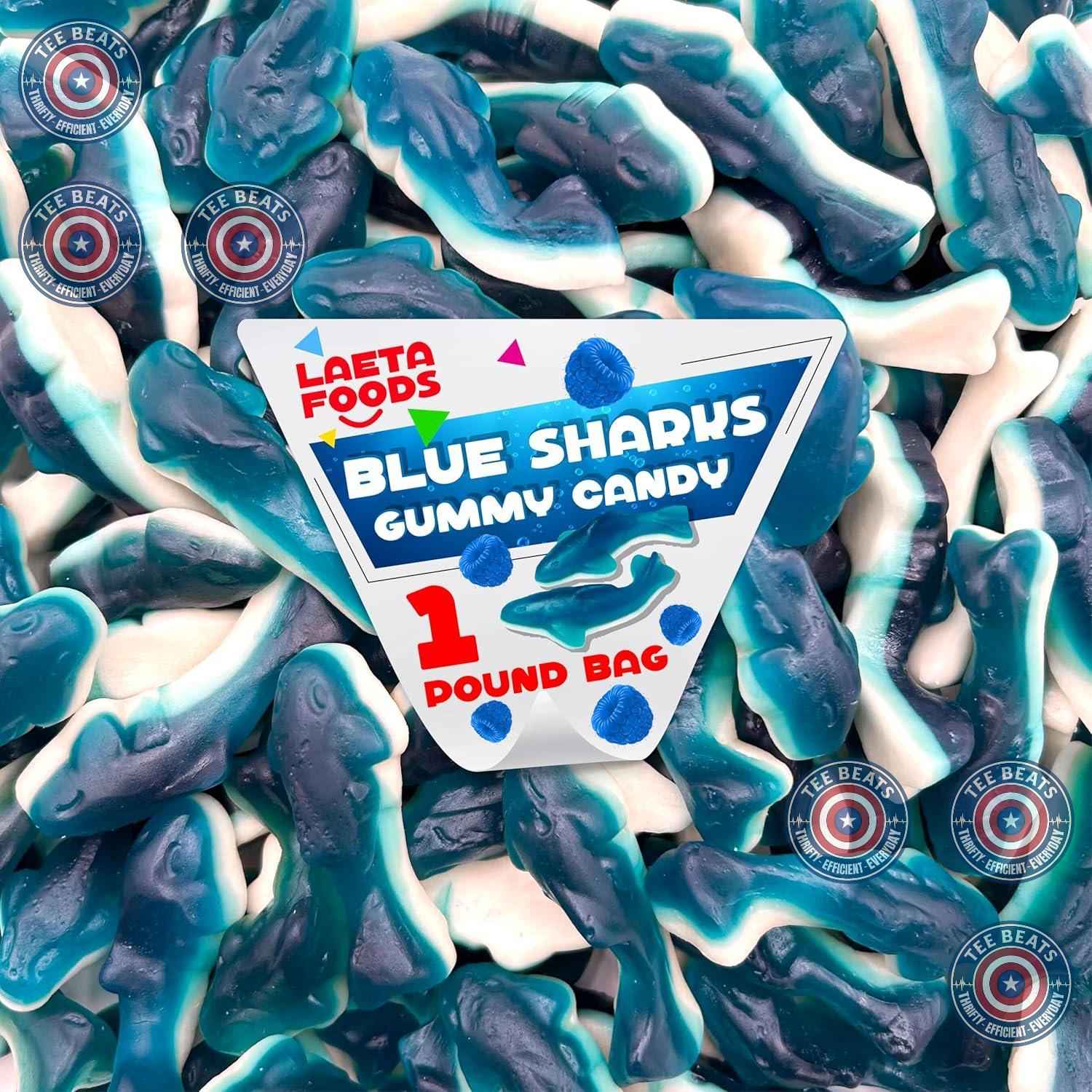 Blue Sharks Gummy Candy – Toddler-Approved Snack for Lunchboxes and Road Trips, Individually Wrapped