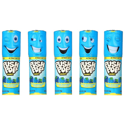 Push Pop Easter Blue Hard Candy Lollipops Birthday Gift Idea for Kids and Baby Shower Favor, 10 Ct Individually Wrapped Blue Raspberry Bulk Hard Candy