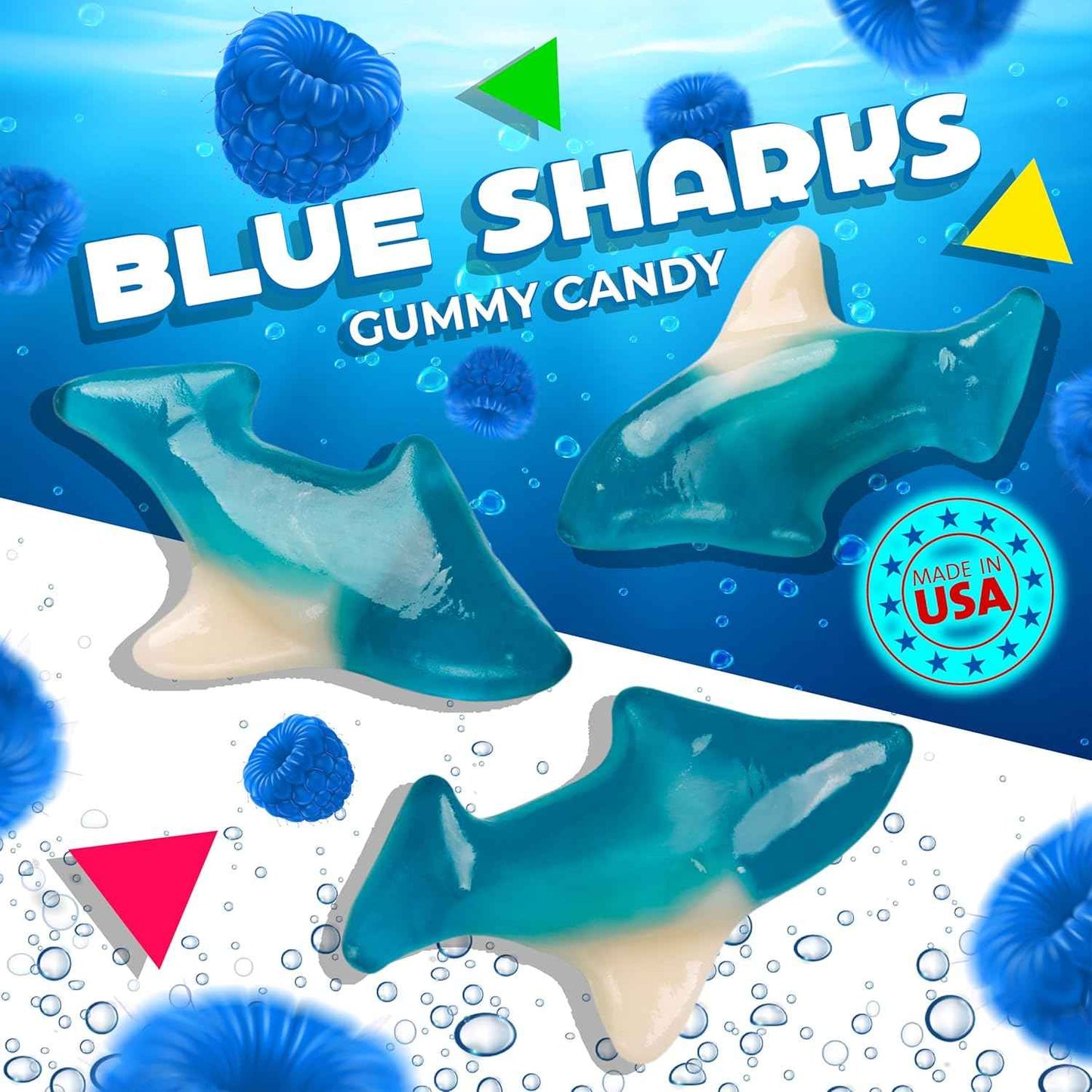 Blue Sharks Gummy Candy – Vibrant Blue Accent for Ocean-Themed Dessert Table Displays