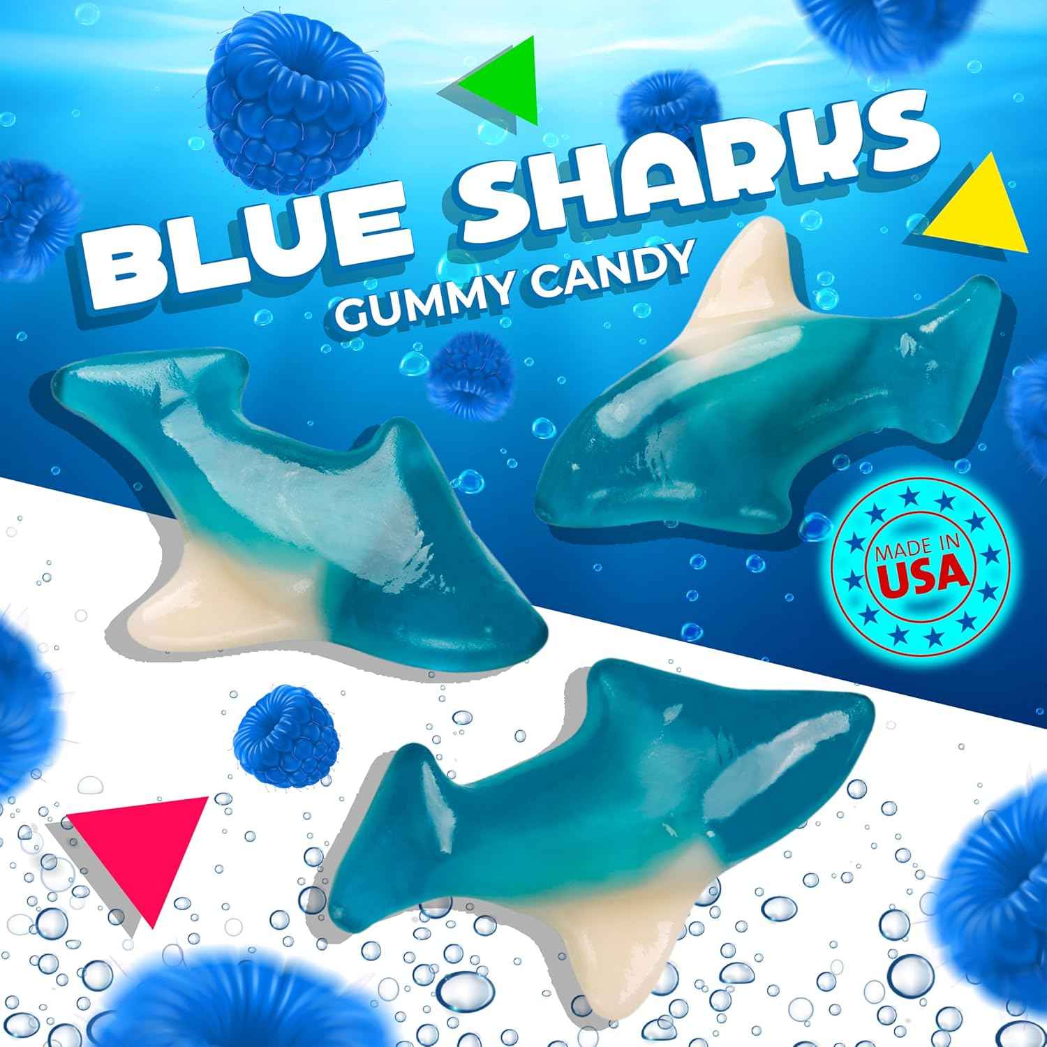 Blue Sharks Gummy Candy – Vibrant Blue Accent for Ocean-Themed Dessert Table Displays