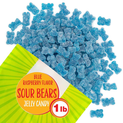 Blue Gummy Bears Gift Bag 1 lb Gelatin Free Party Favor Pack for Gender Reveal and Baby Shower Hosts